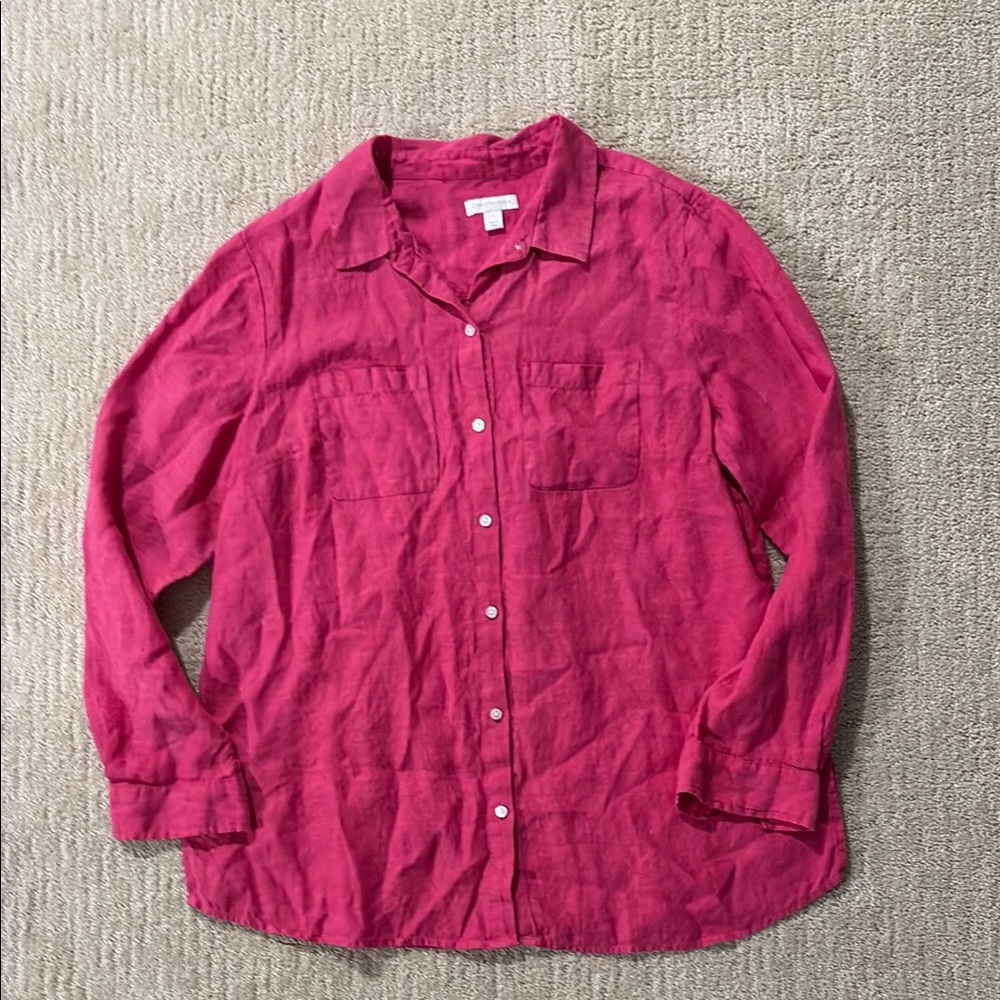Charter Club Pink Button Down Shirt Long Sleeves